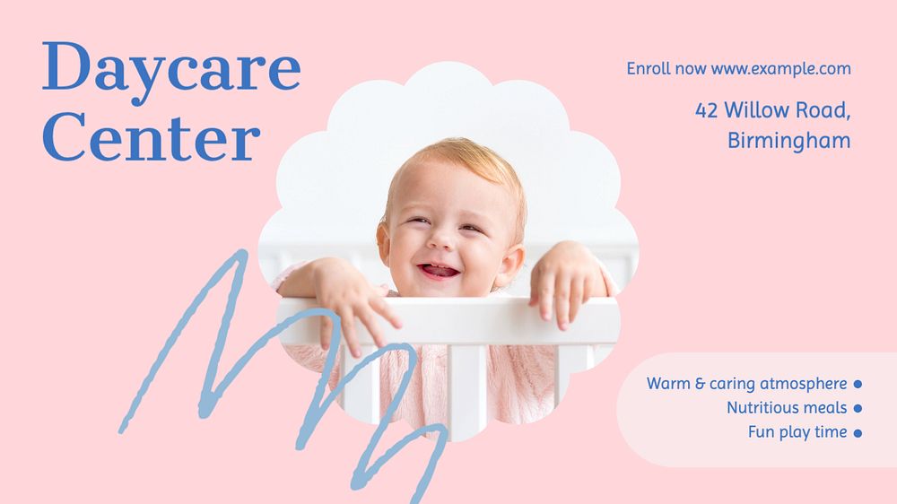 Rainbow butterfly daycare  blog banner template, editable text