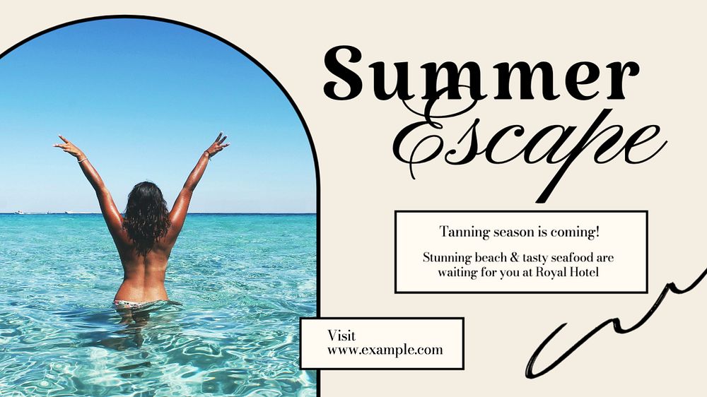 Summer escape  blog banner template, editable text