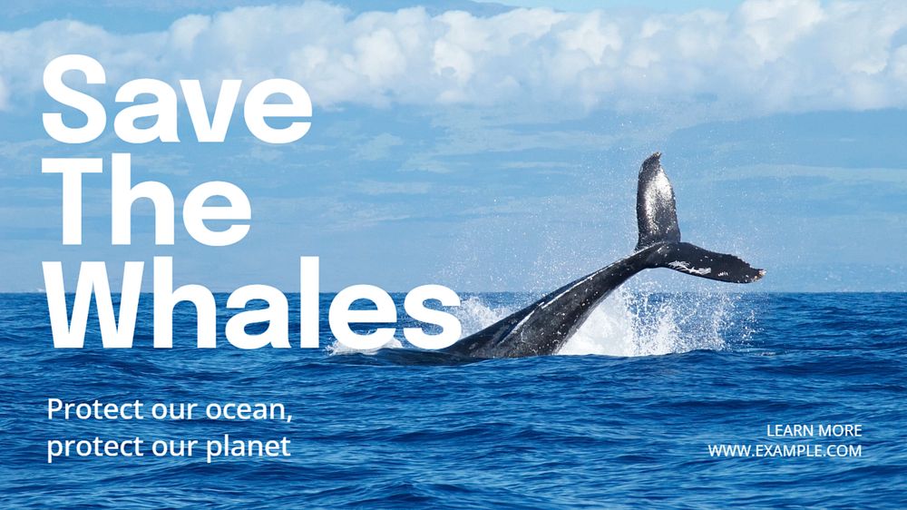 Save the whales  blog banner template, editable text