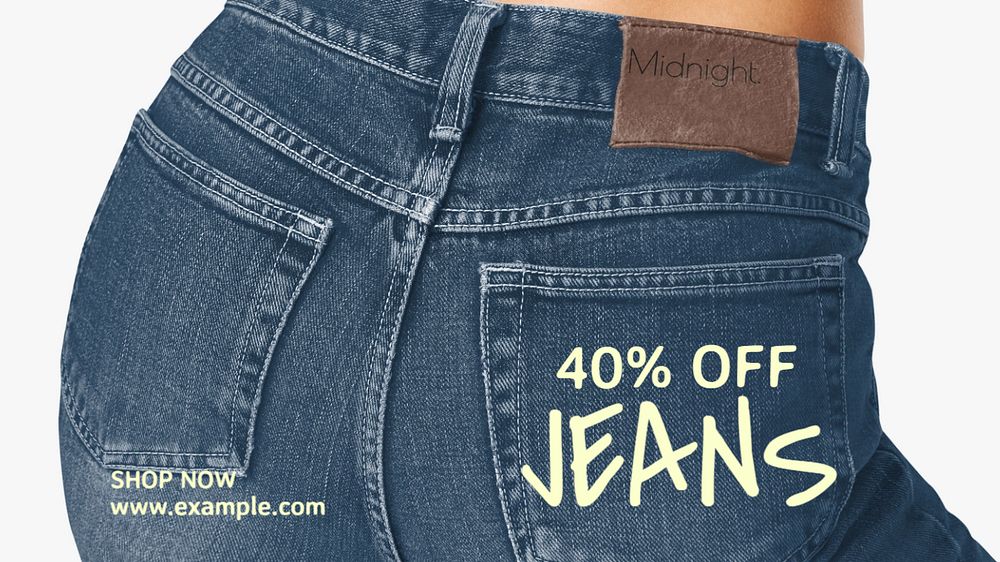 Jeans, fashion sale  blog banner template, editable text