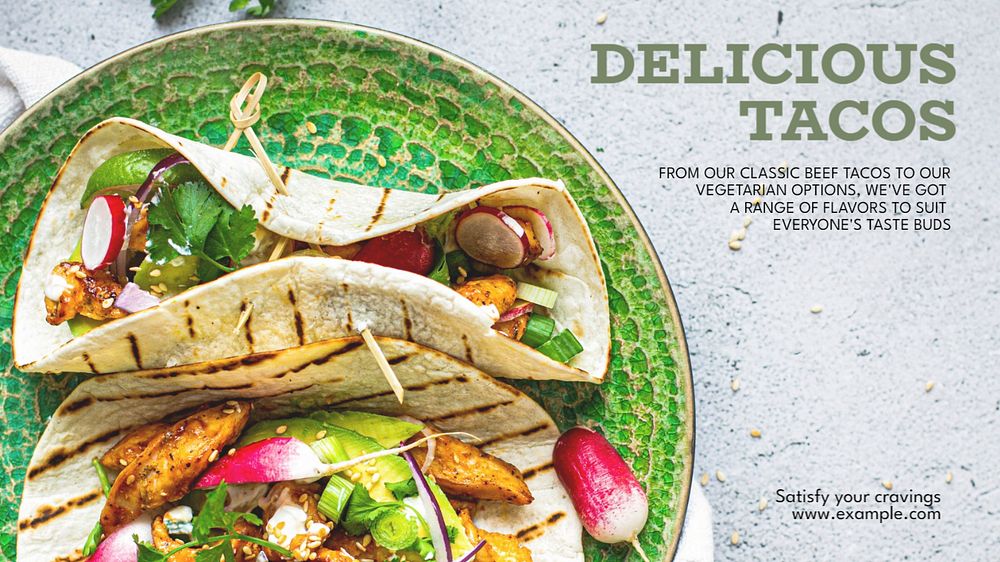 Delicious tacos  blog banner template, editable text