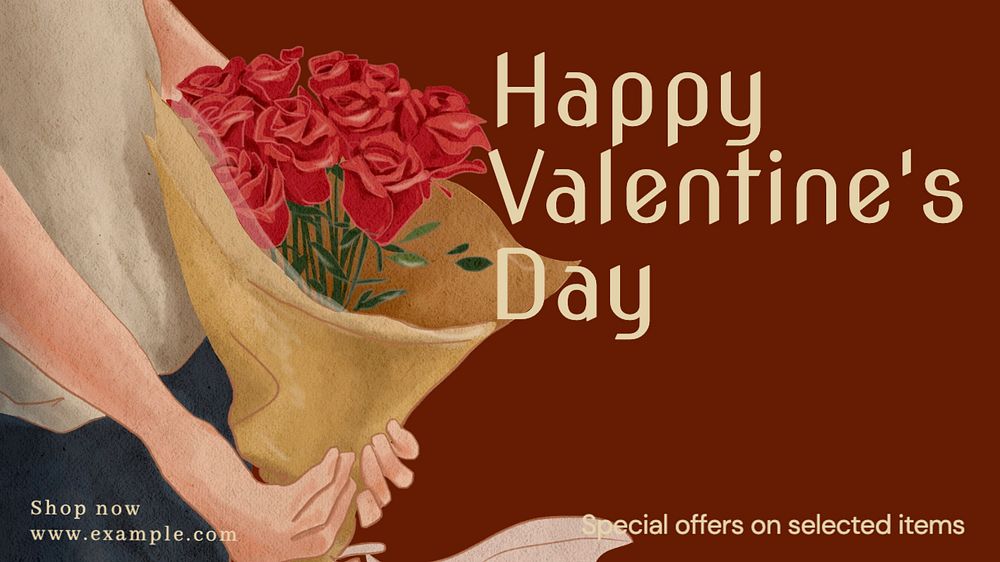 Valentine's day sale Facebook cover template, editable design