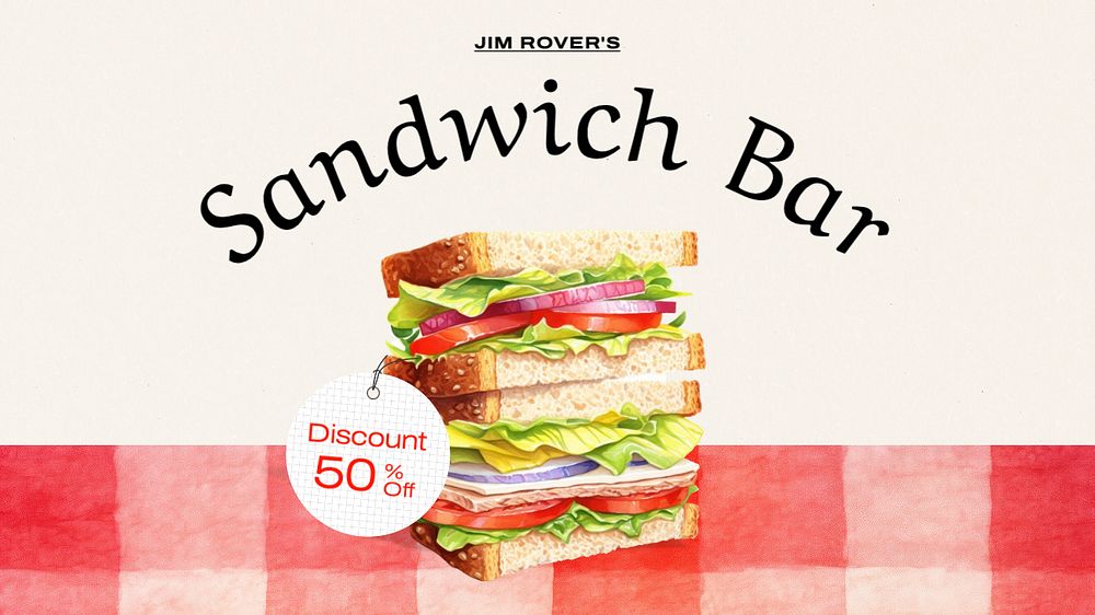 Sandwich bar blog banner template, editable text