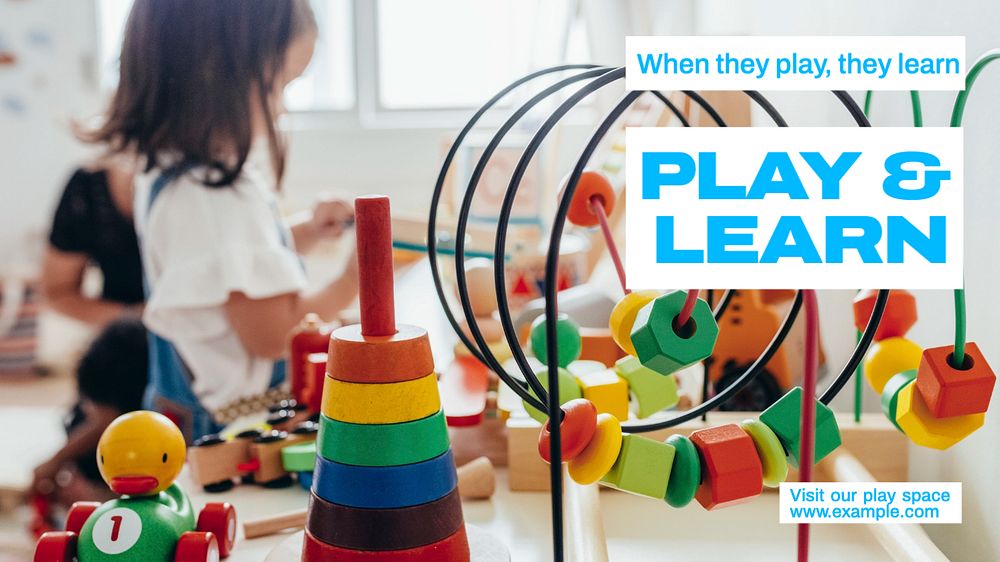 Play & learn  blog banner template, editable text