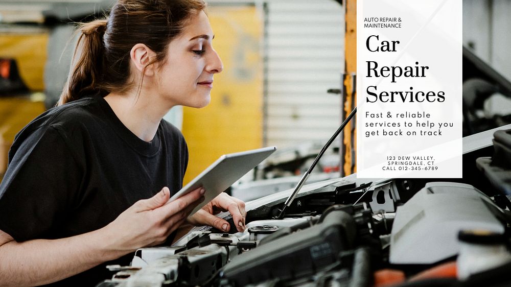 Car repair  blog banner template, editable text