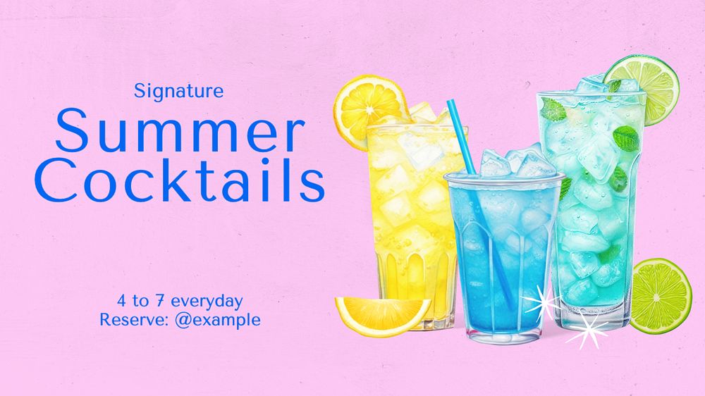 Summer cocktails Facebook cover template, editable design