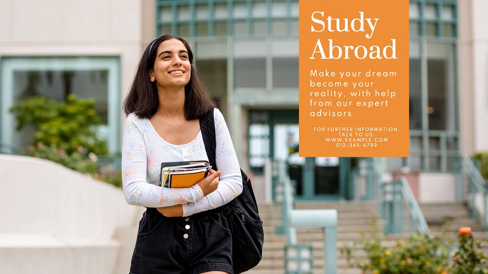 Study abroad  blog banner template, editable text