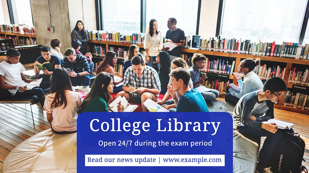 College library  blog banner template, editable text