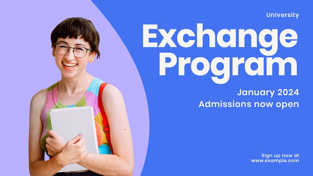 Exchange program Facebook cover template, editable design