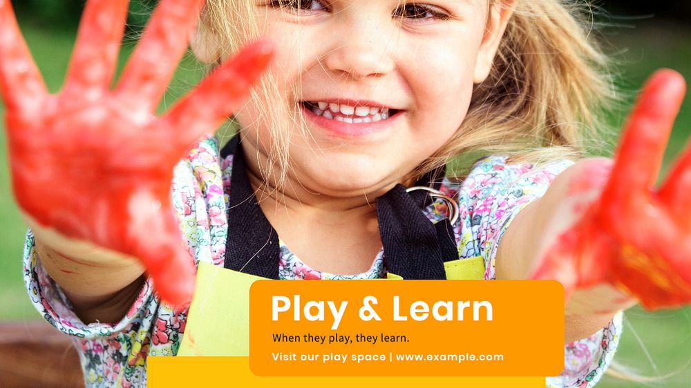 Play & learn  blog banner template, editable text