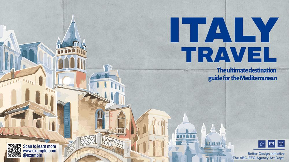 italy travel Facebook cover template, editable design