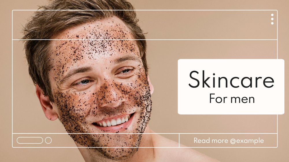 Men's skincare  blog banner template, editable text