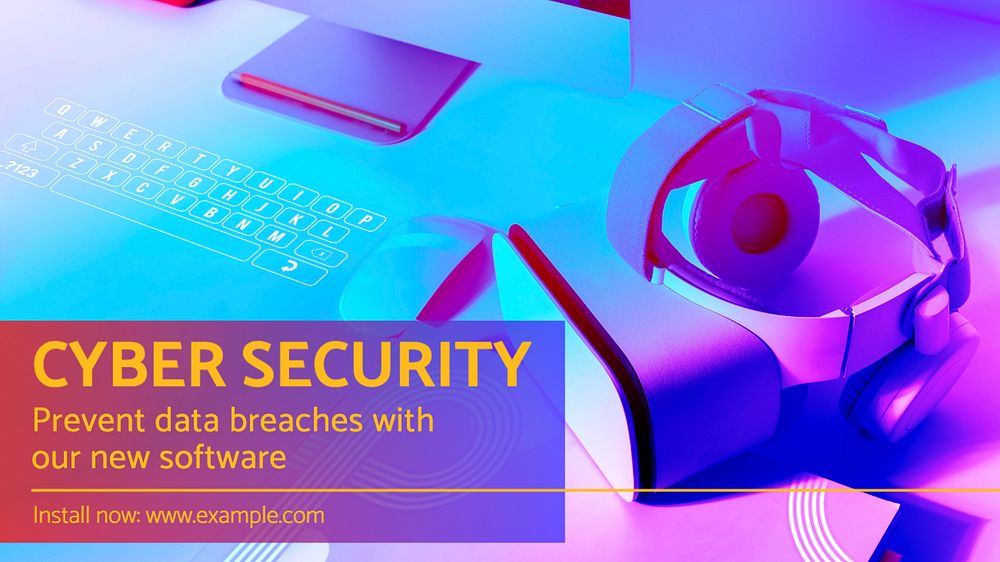 Cyber security  blog banner template, editable text