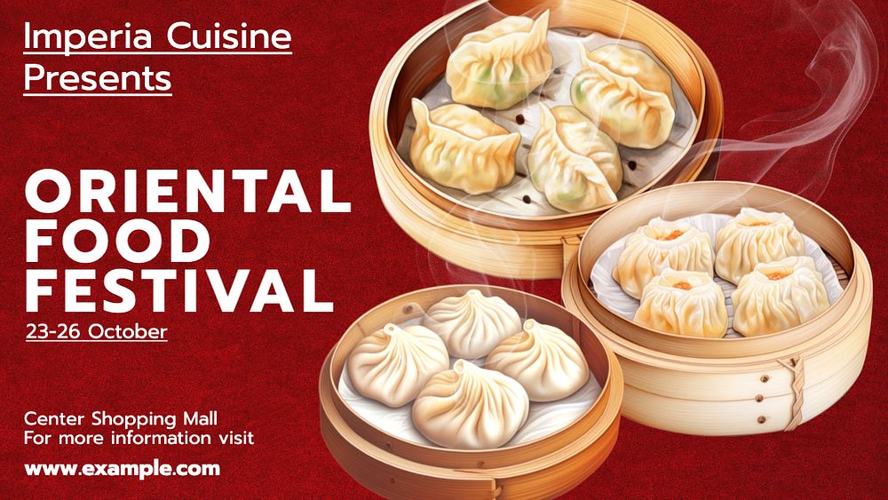 Oriental food festival Facebook cover template, editable design