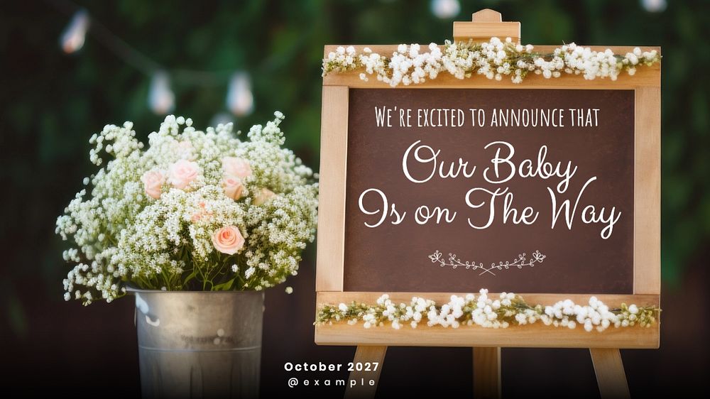 Baby announcement blog banner template, editable text