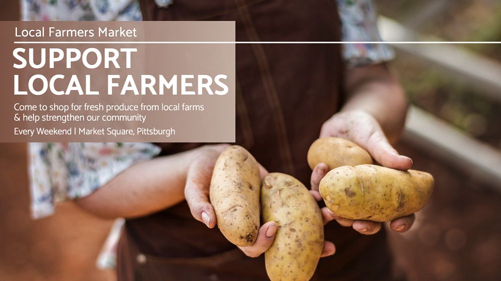 Support local farmers  blog banner template, editable text