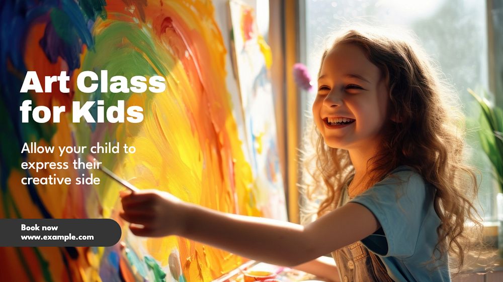 Kids' art class blog banner template, editable text