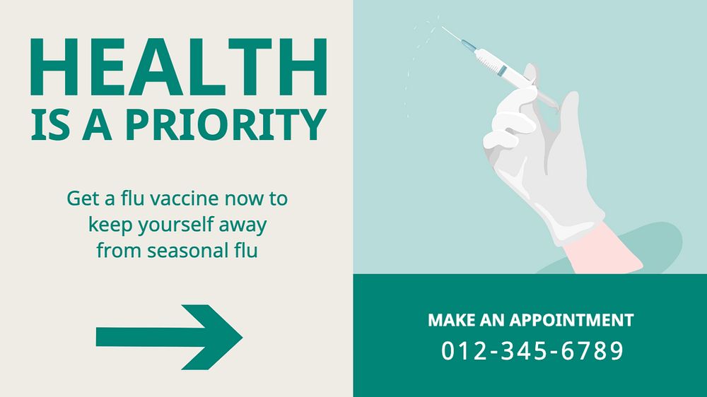 Flu vaccine  blog banner template, editable text