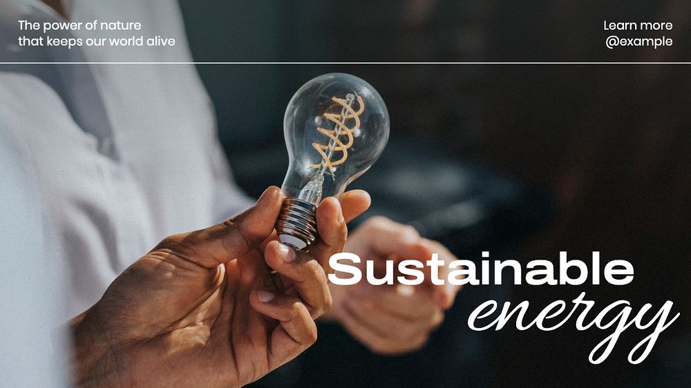 Sustainable energy  blog banner template, editable text