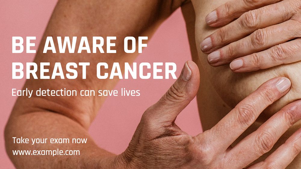 Breast cancer awareness blog banner template, editable text