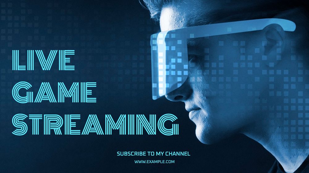 Live game streaming  blog banner template, editable text