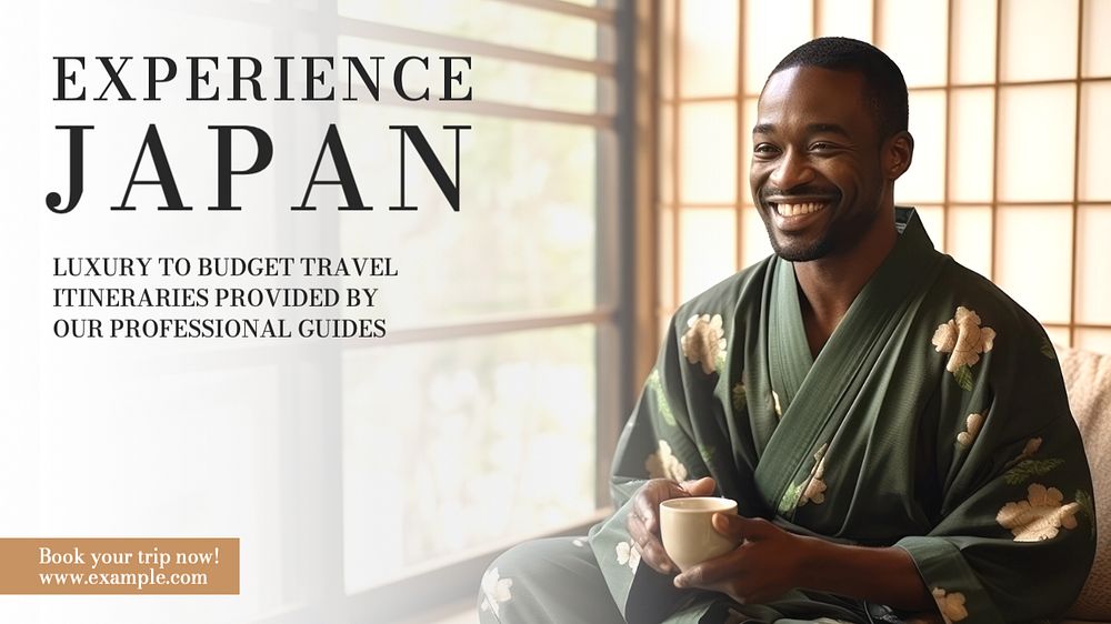 Japan travel ad blog banner template, editable text