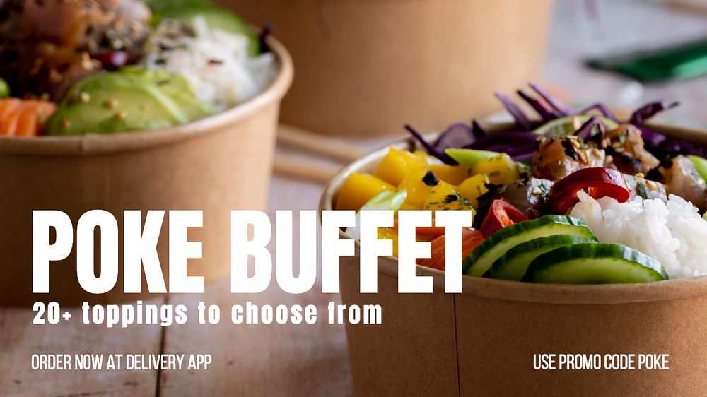 Poke buffet  blog banner template, editable text