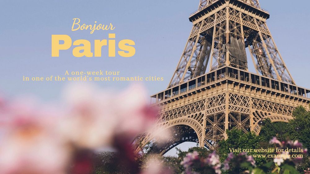 Paris travel blog banner template, editable text