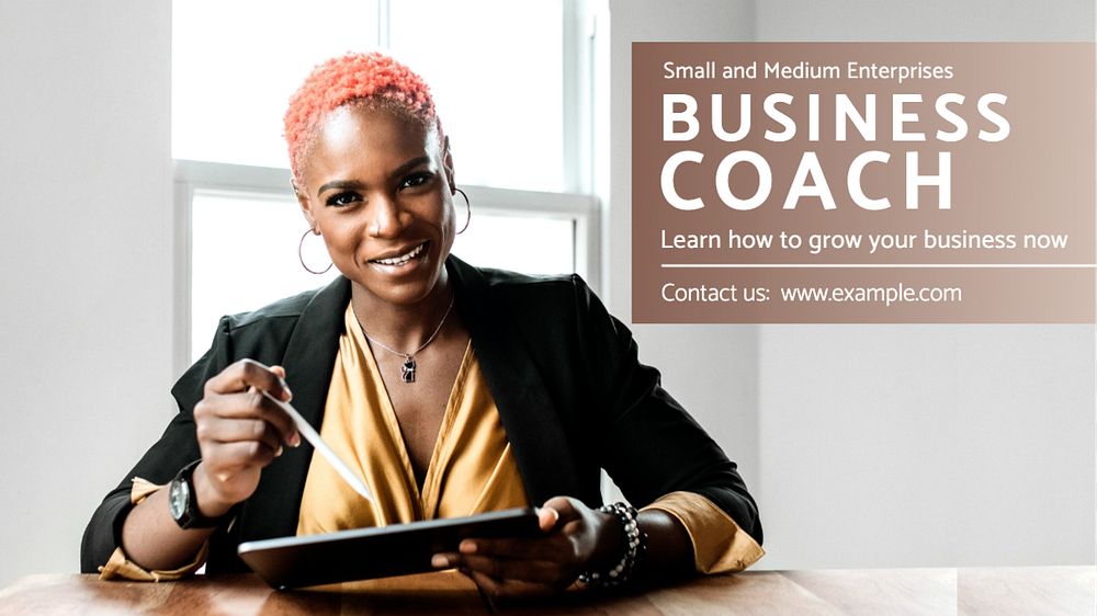 Business coach  blog banner template, editable text