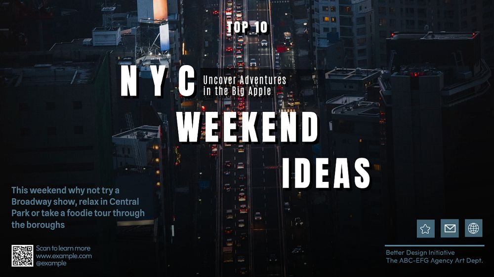 Weekend nyc blog banner template, editable text