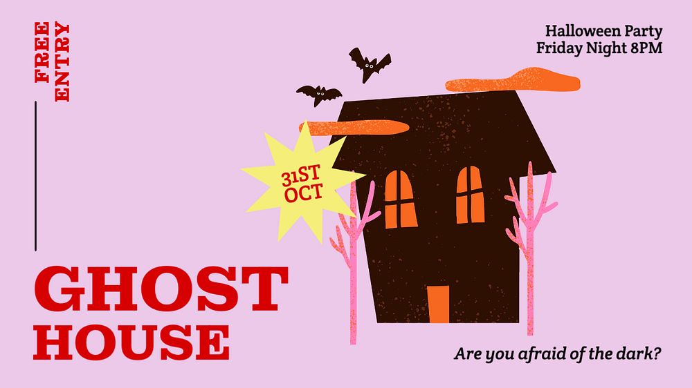 Ghost house Facebook cover template, editable design