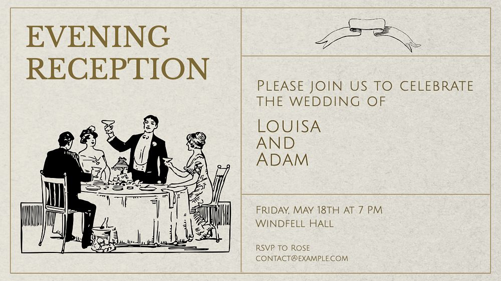 Evening reception Facebook cover template, editable design