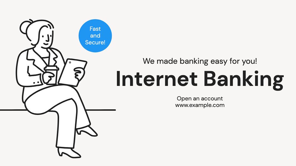 Internet banking money Facebook cover template, editable design