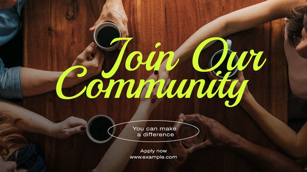 Join our community blog banner template, editable text