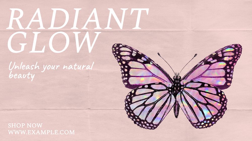 Glow & natural beauty Facebook cover template, editable design