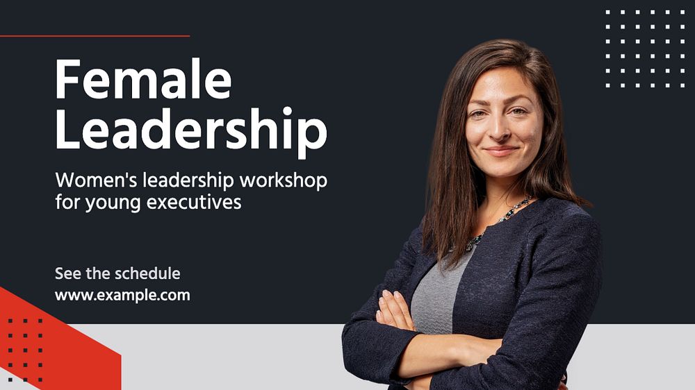 Female leadership Facebook cover template, editable design