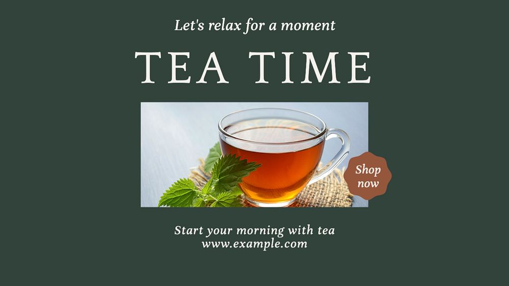 Tea time  blog banner template, editable text