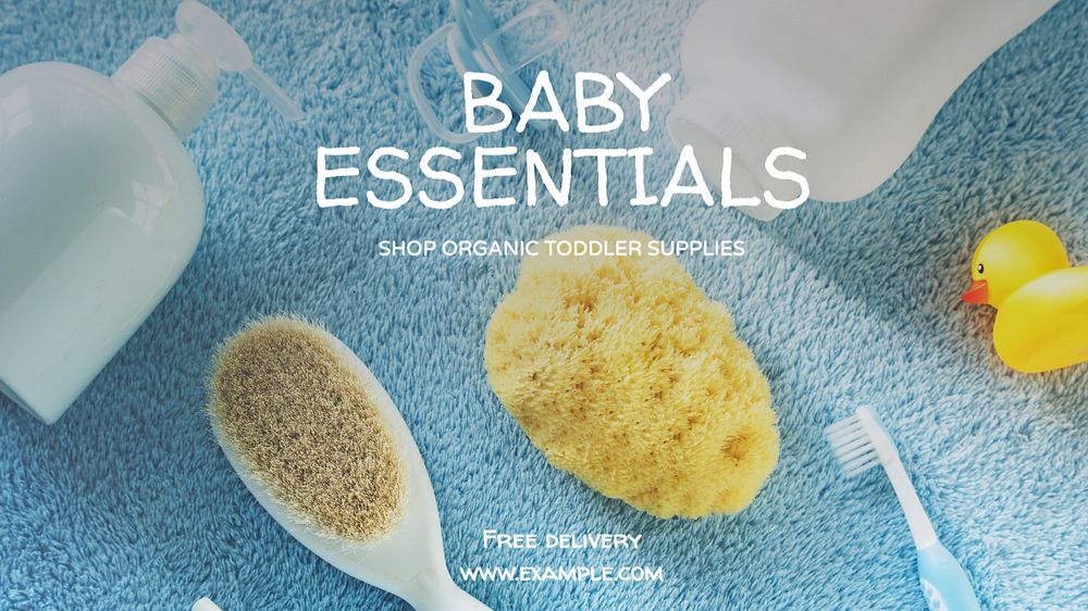 Baby essentials blog banner template, editable text