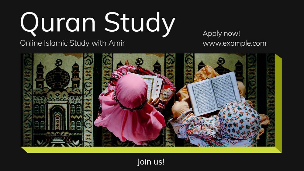 Quran study  blog banner template, editable text