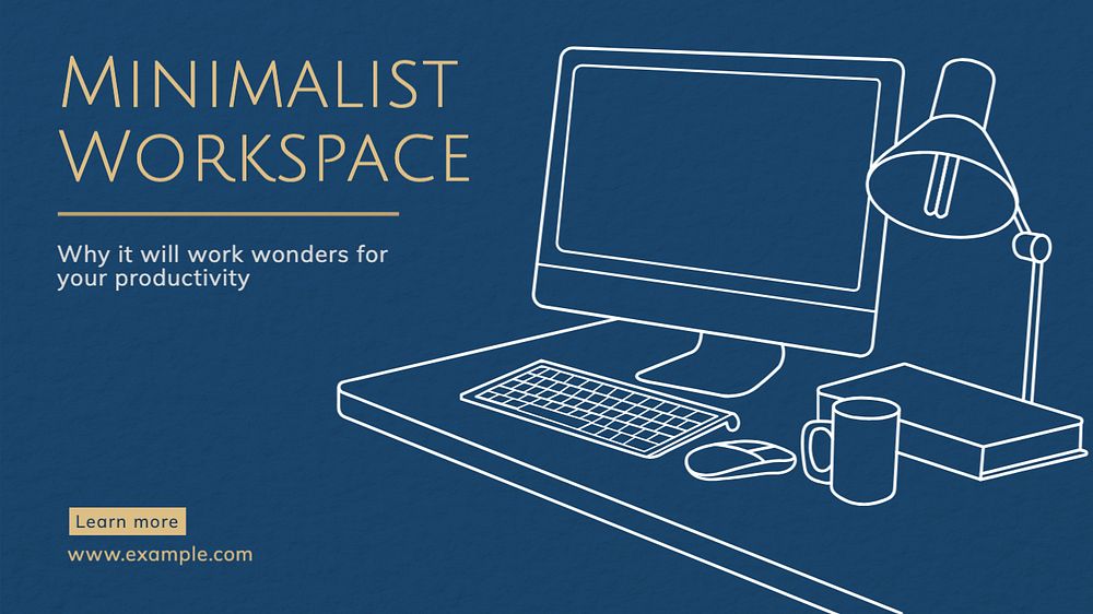 Minimalist workspace Facebook cover template, editable design