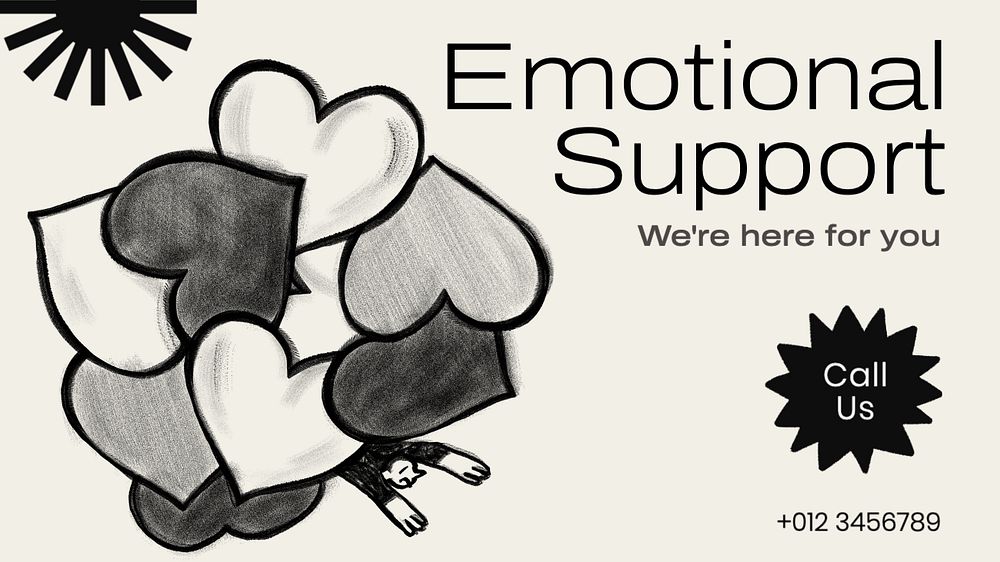 Emotional support Facebook cover template, editable design