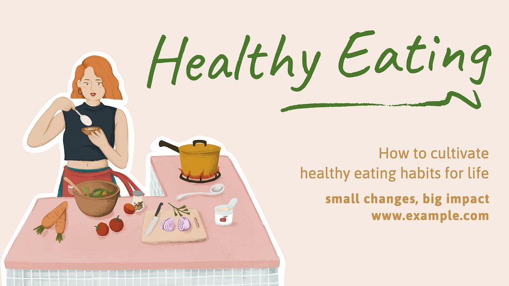 Healthy eating Facebook cover template, editable design