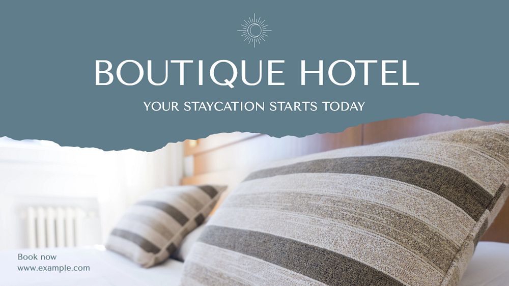 Boutique hotel  blog banner template, editable text