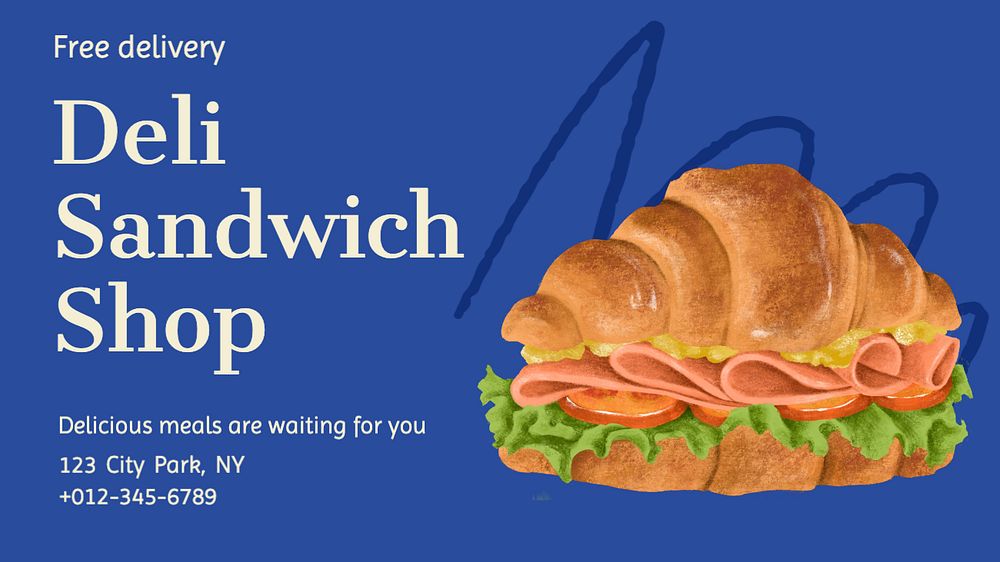 Deli shop Facebook cover template, editable design