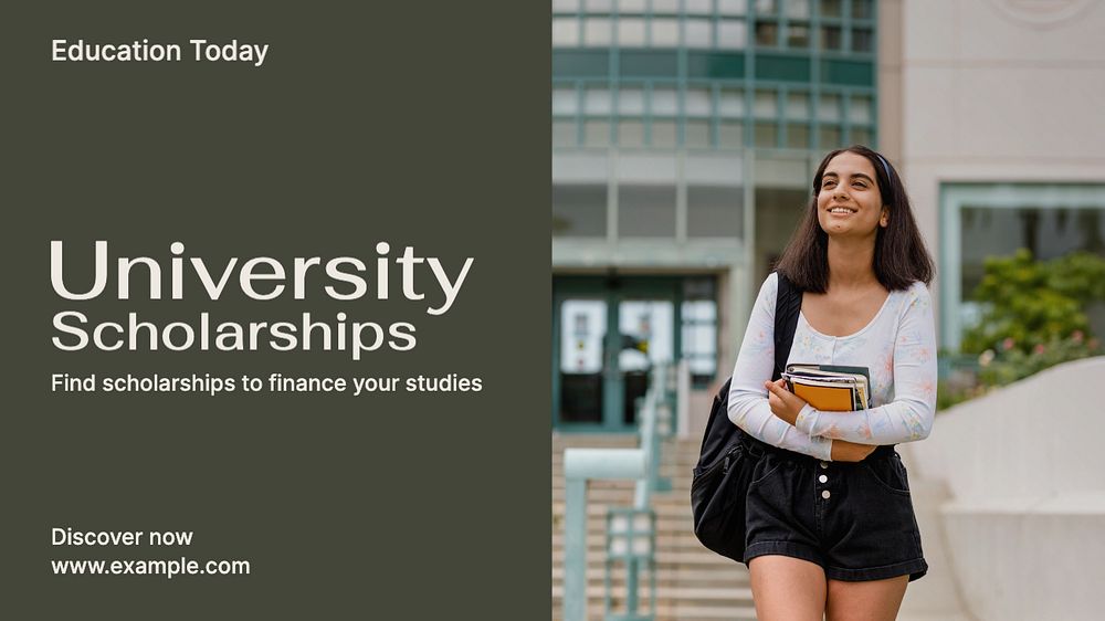 University scholarship  blog banner template, editable text