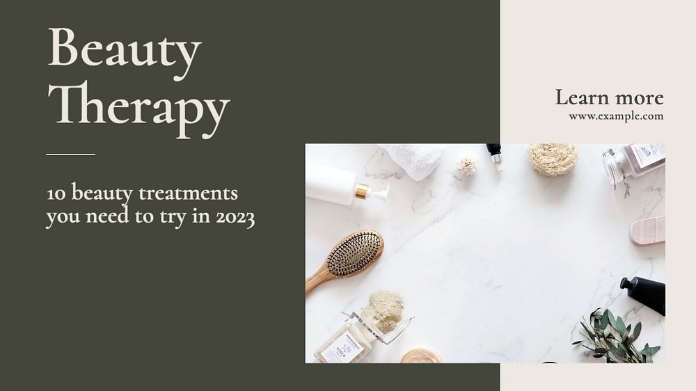 Beauty therapy  blog banner template, editable text