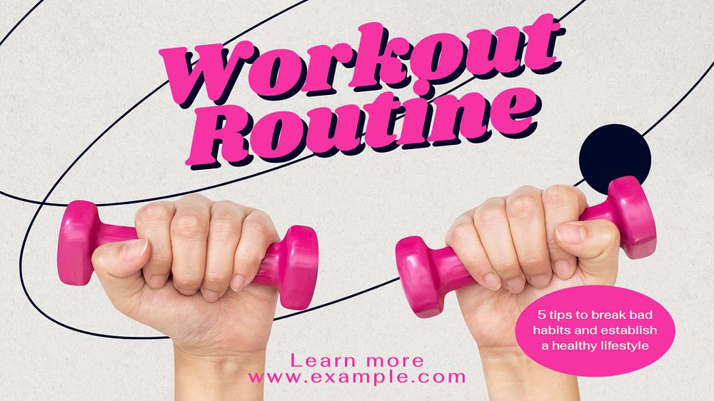 Workout routine Facebook cover template, editable design