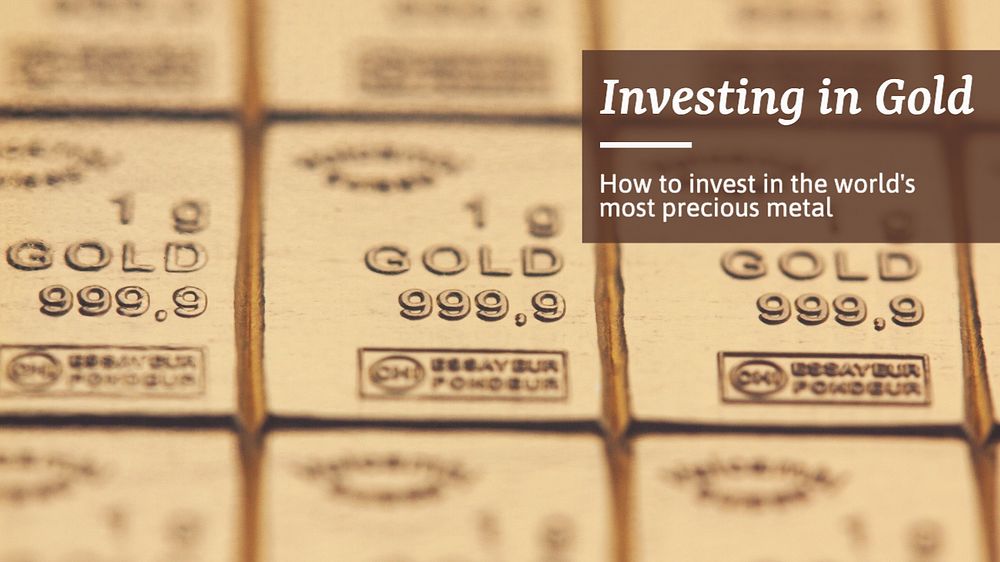 Investing in gold  blog banner template, editable text