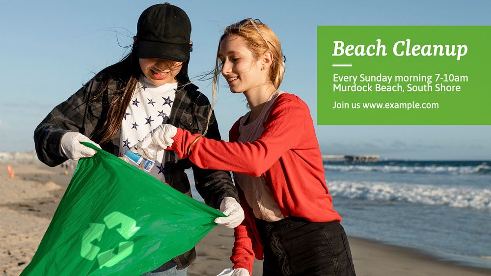 Beach cleanup  blog banner template, editable text