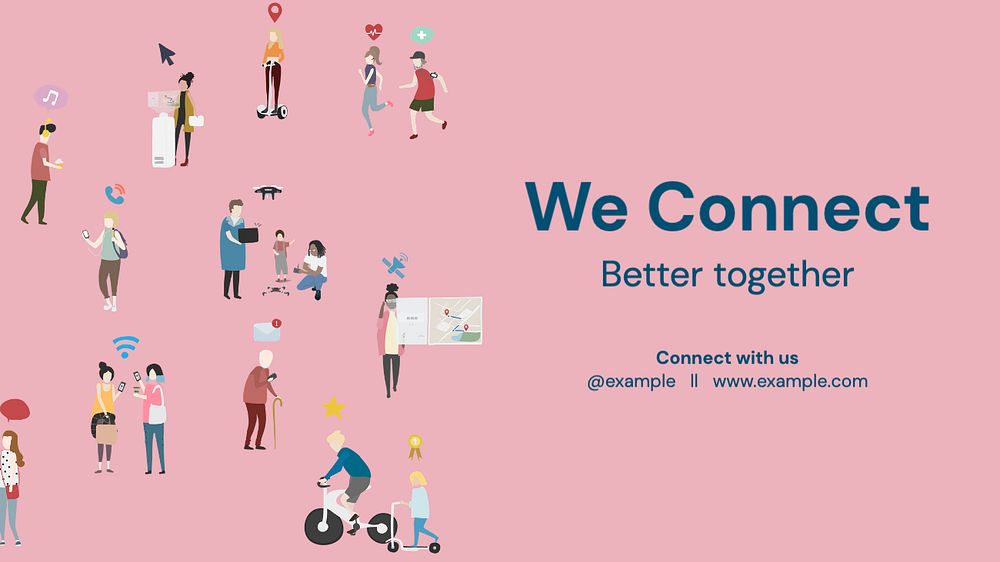 We connect Facebook cover template, editable design